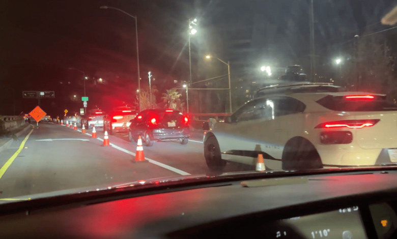 7 Waymo robotaxis block traffic to San Francisco freeway on-ramp