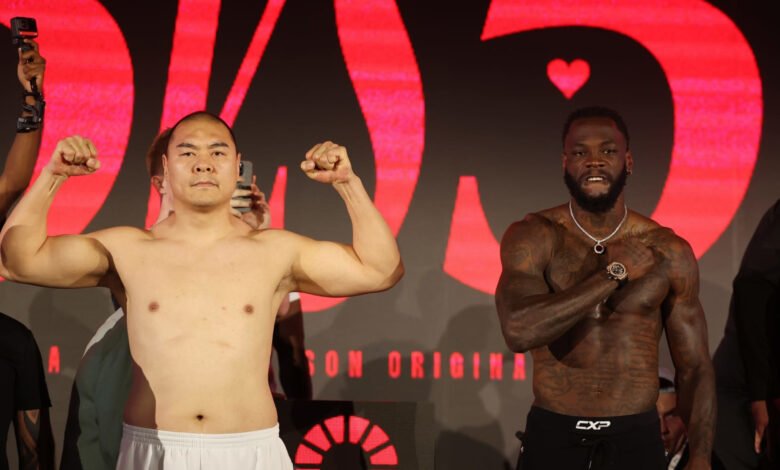 Zhilei Zhang Weighs in 68.2 Pounds Heavier Than Deontay Wilder Before Boxing Fight