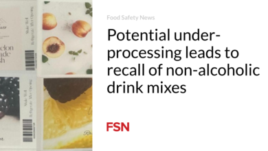 Potential under-processing leads to recall of non-alcoholic drink mixes