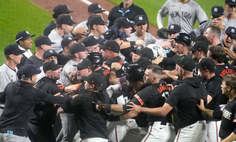 Benches clear in Yankees-Orioles after rookie Heston Kjerstad takes pitch to helmet