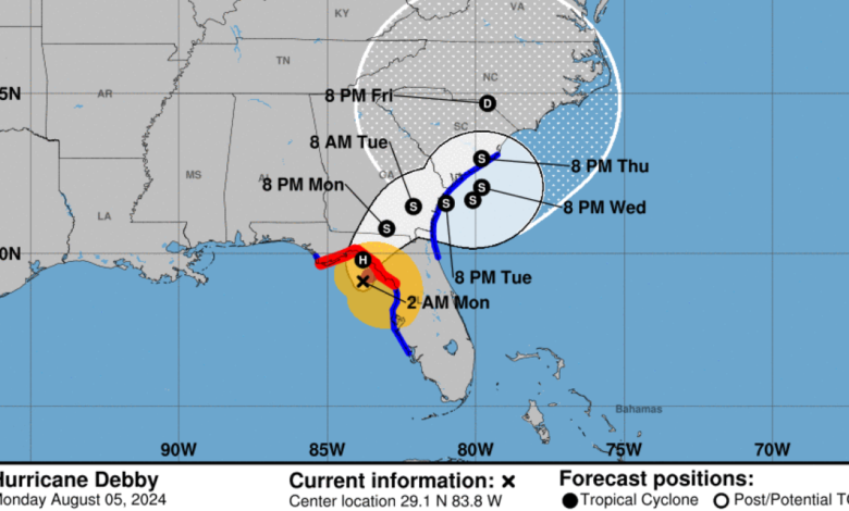 Hurricane Debby track shows Florida landfall near. See the path online