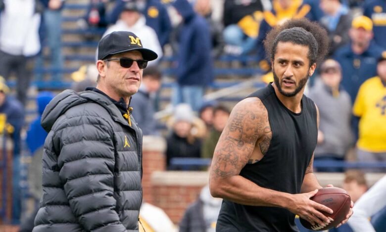 Jim Harbaugh Says Colin Kaepernick Is ‘Considering’ Joining Chargers Coaching Staff