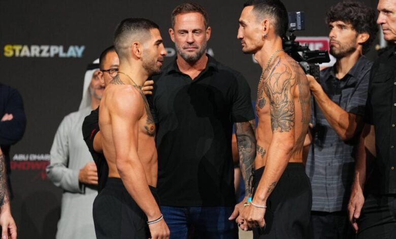 Ilia Topuria claims Max Holloway is ‘very nervous’ and ‘struggling’ with the pressure after he kept silent during intense UFC 308 face-off