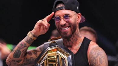 Sergio Ramos seen going crazy in cageside footage as Ilia Topuria KOs Max Holloway at UFC 308