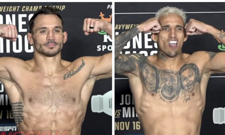 UFC 309 co-main event weigh-in video: Charles Oliveira vs. Michael Chandler 2