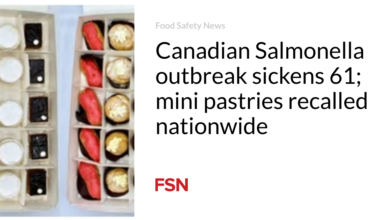 Canadian Salmonella outbreak sickens 61; mini pastries recalled nationwide